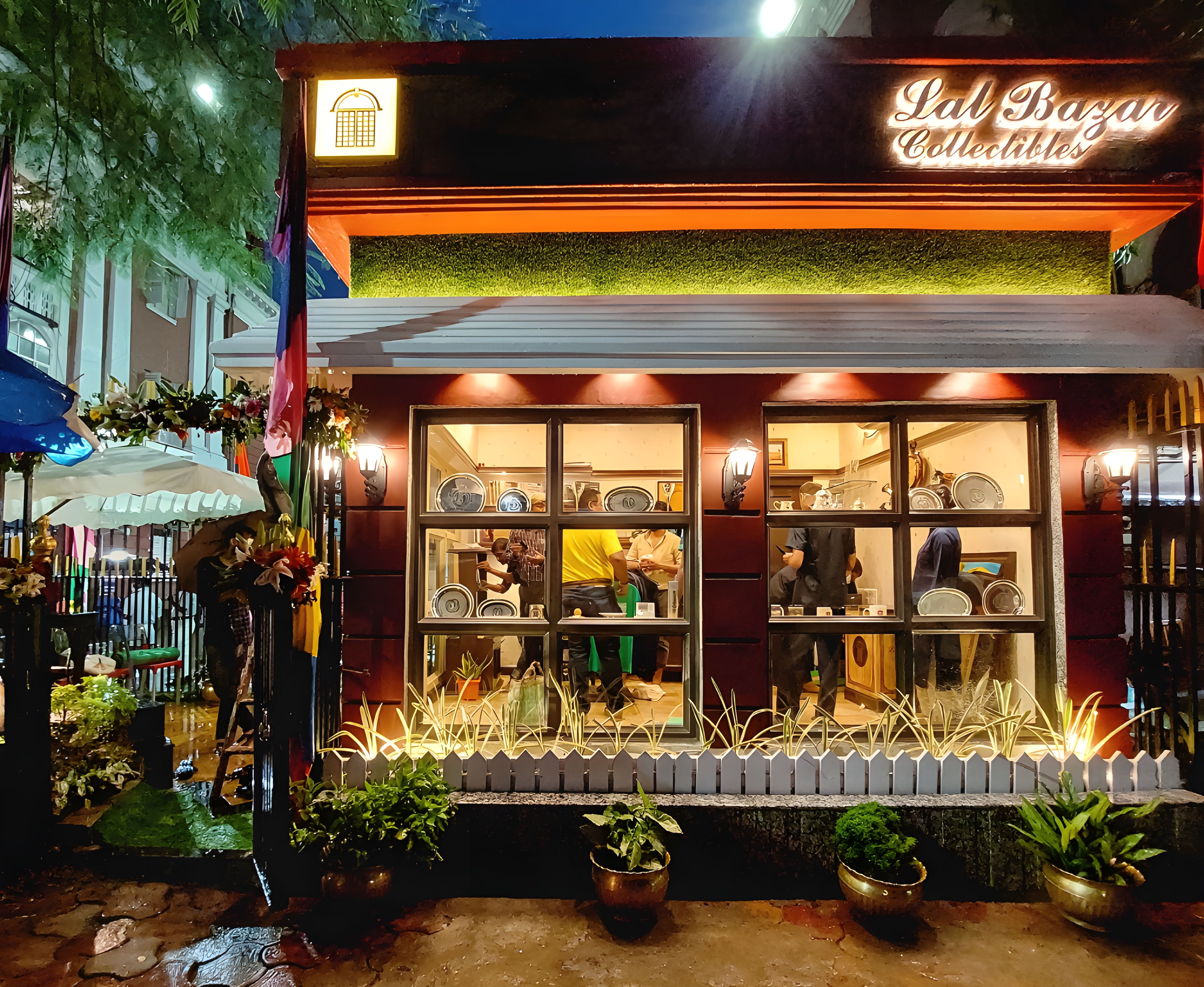 Heritage-inspired Lal Bazaar Collectibles souvenir shop with warm wood storefront at Kolkata Police Headquarters